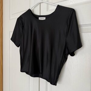 Babaton Satinet Black Cropped Short-Sleeve Top- Artizia- Size women’s Large